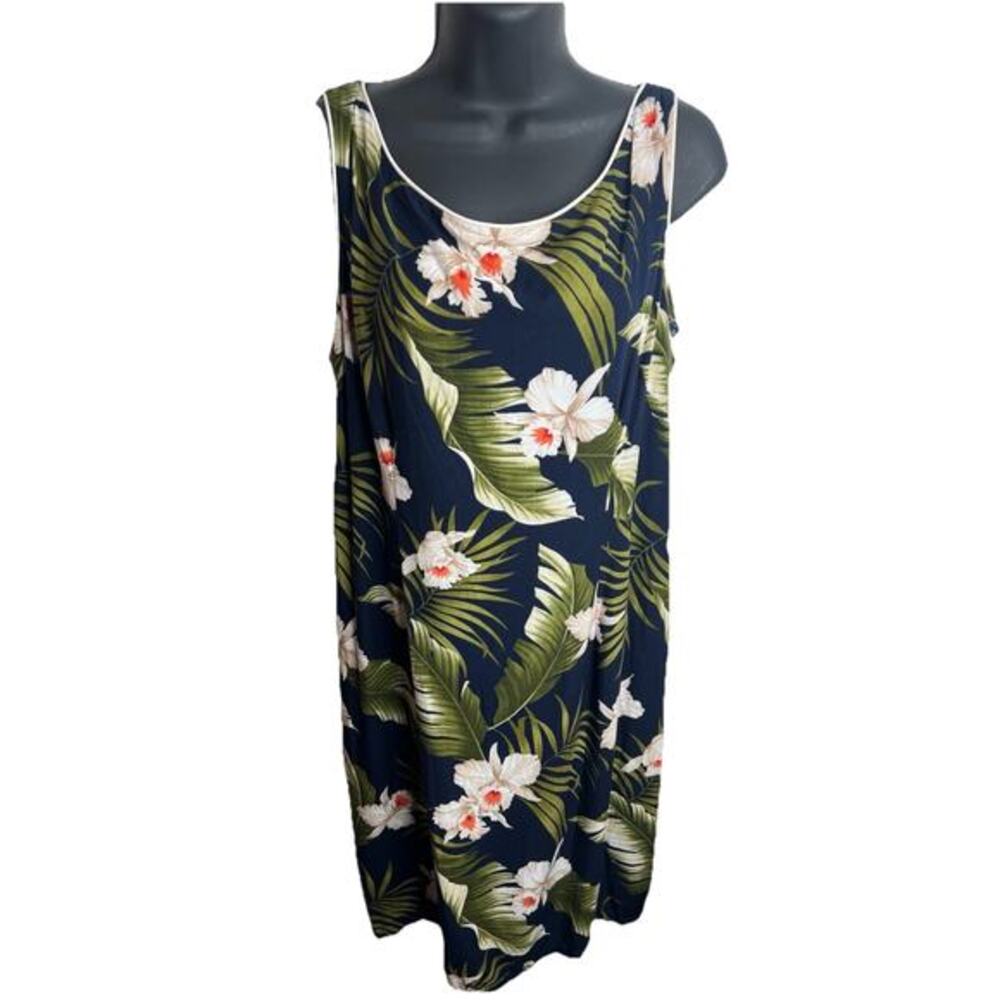Hawaii Navy Sundress Paradise Bay Floral Dress Women's Size XL Hawaiian